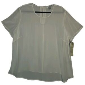 NYGARD COLLECTION 100% Silk Blouse Women's Size 16 Top‎ Semi-Sheer Cream Shirt
